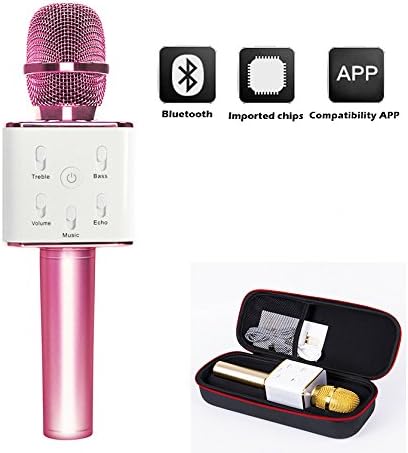 Finity Wireless Q7 Karaoke Microphone, Portable Handheld Bluetooth Condenser Microphone and Speaker Iphone and Android by Finity (Pink)