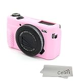 CEARI Silicone Case Rubber Camera Protective Cover Skin for Canon PowerShot G7X Mark II Digital Camera + Microfiber Cloth - Pink
