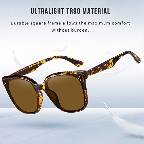 Oversized Sunglasses for Women Vintage Style Shades (Brown Lens Turquoise Frame)