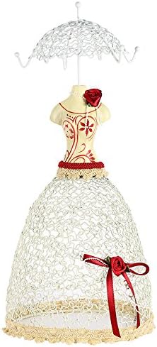Cade Sweet Princess Mannequin Jewelry Earring Necklace Stand Display-6 Hooks (White&amp;red)