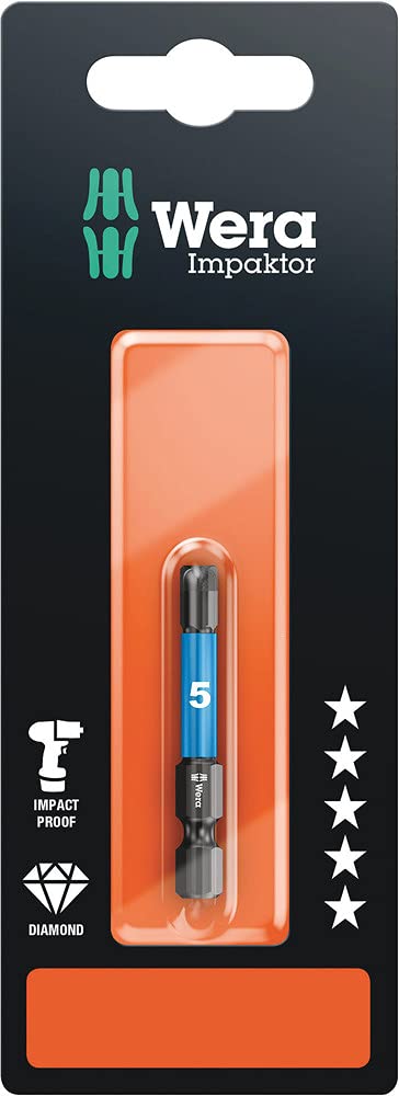 Wera 840/4 Impaktor Insert Bit Hex-Plus 5mm x 50mm Carded