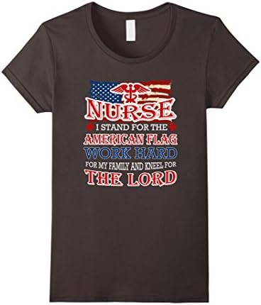 Womens Nurse Stand For American Flag Work Hard Family Kneel Lord Small Asphalt
