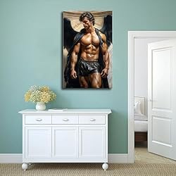 HMLZSJ Nude Muscle Male Torso Portrait Art Gay