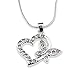 Crystal Heart Butterfly Pendant Silver Love Necklace Anniversary Mother's Day Christmas Jewelry Gift for Daughter Girlfriend Mom Wife Girl Woman