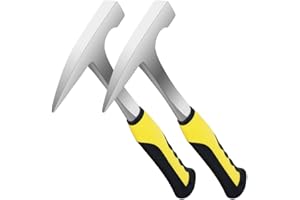A PEERLESS SHOVEL 2 Pack Rock Pick Hammer,21oz All Steel Geologist Hammer with Pointed Tip,Drop Forged Masonry Hammer with Non-Skid Handle,Geologist Hammer for Mining,Rock Hounding,masonry,fossil excavation
