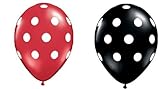 25Ct Assorted Red and Black Balloons with White Polka Dots