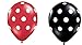 25Ct Assorted Red and Black Balloons with White Polka Dots