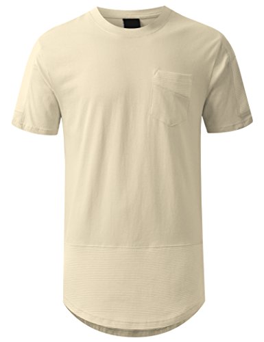 Urbancrews mens hipster hip hop basic biker longline t-shirt bone…