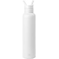 Simple Modern Water Bottle with Narrow Mouth Straw Lid Metal Thermos Vacuum Insulated Stainless Steel l Reusable Leak Proof BPA-Free Flask | Ascent Collection | 24oz, Winter White