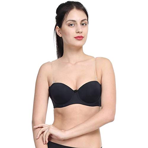 GLAMROOTWomen's Padded Underwire Strapless Backless Invisible Clear Transparent Back Bra, Size 32-36 (Upto B-Cup)