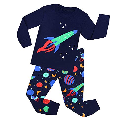 TinaLuLing Rockets Boys Pajamas 100 Cotton Rockets Pyjamas for Children Kids Sleepwear for 2-8 Years