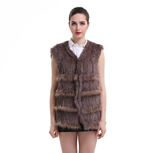 Womens Knitted Vest Real Rabbit Fur Shaggy Waistcoat With Fur