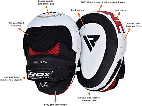 RDX-Manoplas-Boxeo-Cuero-Vacuno-Paos-Kick-Boxing-Muay-Thai-Artes-Marciales-Patada-Pad-Entrenamiento