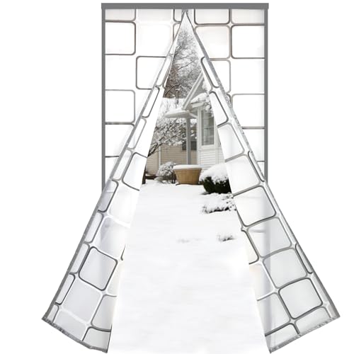 Risareyi Magnet Wärmeschutzvorhang für Türen Grau Türvorhang Thermo Kälteschutz Panel-Isolierung Winter Klimaanlage Fliegenvorhang Winddicht für Balkontür Automatisches Schließen, 100x220cm