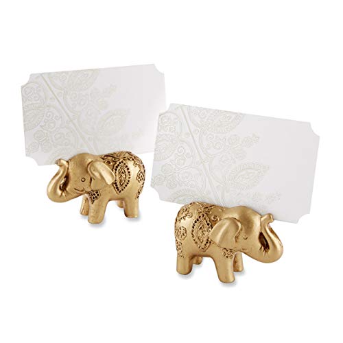 image for Kate Aspen Lucky Golden Elephant Place Card Holders, Photo Holders, Pa