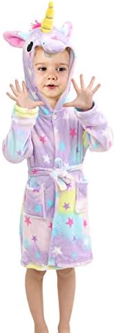 TOLLION Toddlers/kids Unicorn Hooded Robe Soft Fleece Bathrobe Children Pajamas Baby Plush Robe