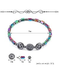 Thunaraz - Pulsera de terapia magnética para mujer con piedras de hematita, tobillo y energía