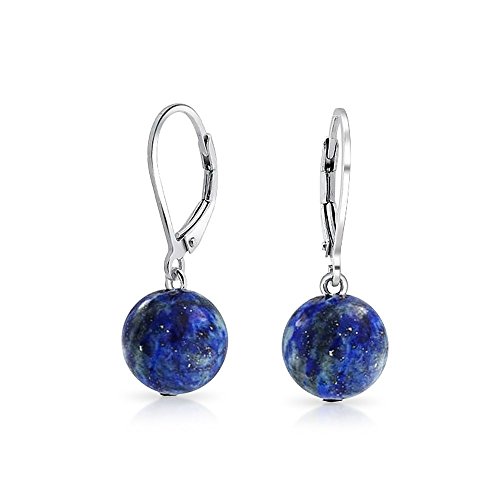 Bling Jewelry Sterling Silver Leverback Dyed Lapis Dangle Gemstone Drop Earrings