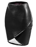 Doublju Women Slim Fit Fuax Leather Wrab Mini Skirt