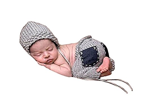 Pinbo Baby Boys Girls Photography Prop Crochet Knitted Hat Pockets Pants