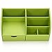 KINGFOM 7 Storage Compartments Multifunctional PU Leather Office Desktop Organizer, Stationery Storage Box Collection, Business Card/Pen/Pencil/Mobile Phone /Remote Control Holder (Green)