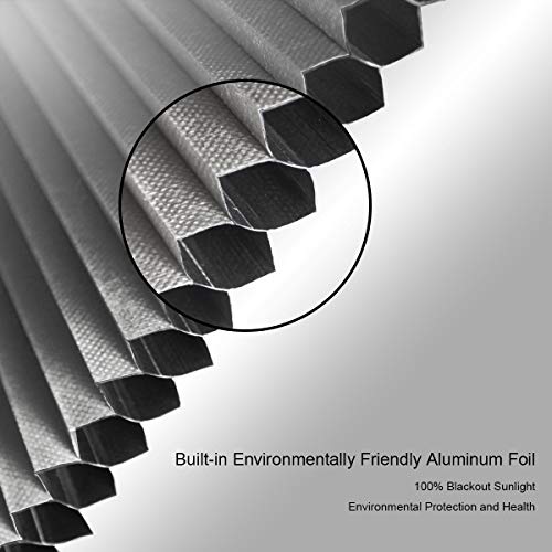 Cordless Cellular Shades Blackout Honeycomb Blinds Fabric Window Shades 24x36 inch, Cool Silver(Blackout) - Thumbnail 2
