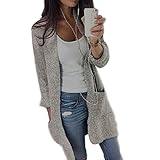 PHOTNO Casual long knit coat jacket cardigan sweaters for women Lady (XL, Gray)