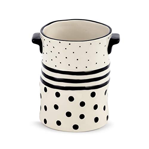 Dots and Stripes Black and White 6 x 6 Ceramic Stoneware Kitchen