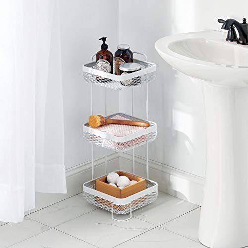mDesign 3 Tier Vertical Standing Bathroom Shelving Unit, Decorative ...