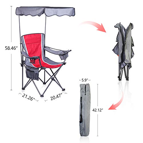Camping Chairs with Shade Canopy Chair Folding Camping Recliner Support