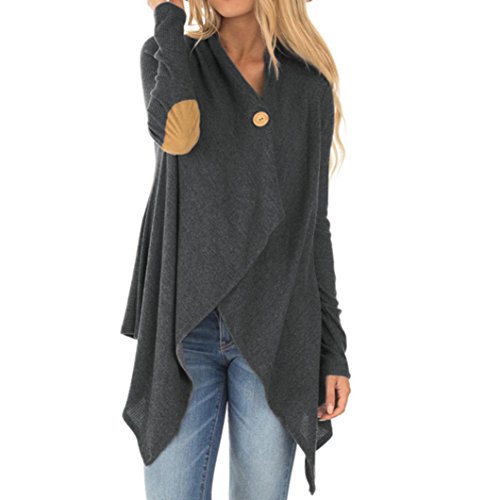 2017 Hot Sale Women Long Sleeve Patchwork Cardigan Irregular Open Front Outwear Coat (Gray, M)