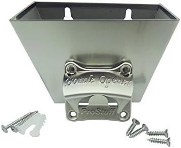 Bottle Opener Wall Mount Matted Nickel and Stainless Steel Cap Catcher with Free Mounting Screws Classic Mounted Style Home Bartender Restaurant Decor