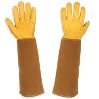 Lalafancy Rose Pruning Gloves, Thorn Proof Goatskin Women Leather Gardening Gloves Long Cowhide Gauntlet Protection