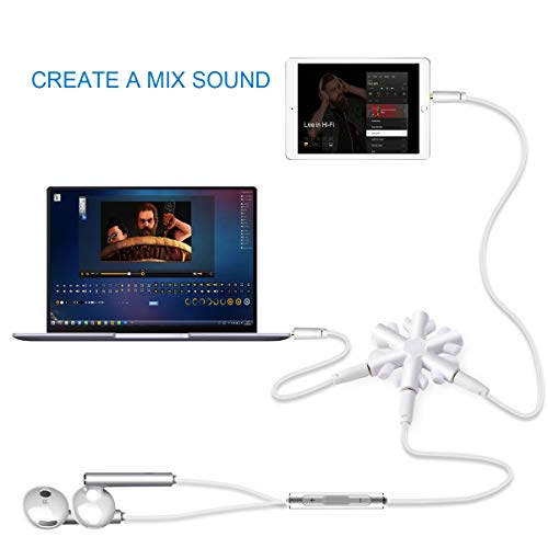 Répartiteur Audio 1 à 5, Adaptateur de Casque, AMIGIK Multiprise Jack 3,5 mm Flocon de Neige - Partage de Musique séparateur écouteurs pour téléphone Portable Tablette PC MP3 / MP4 (Pack de 2)