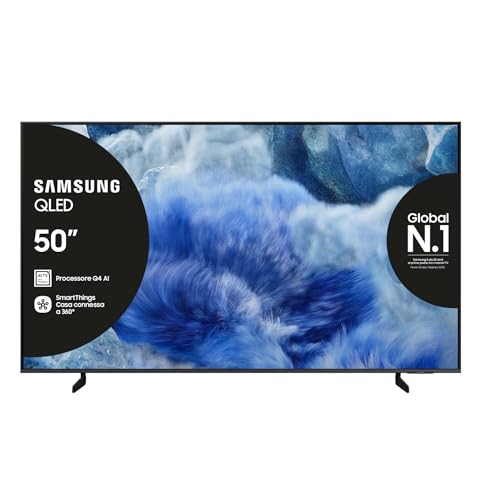 Samsung QLED 4K Vision AI Smart TV 50'' QE50Q8FAAUXZT, Q8F, Q4 AI Processor, 4K Upscaling, OTS Lite, Air Slim Design, 100% di Volume Colore con Quantum Dot, PACCHETTO INTRATTENIMENTO, 2025