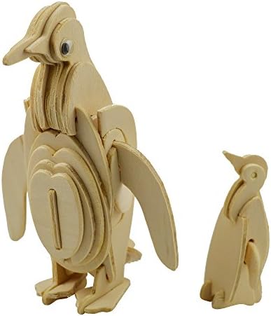 3D Wooden Animal Puzzle-Brain Teaser Puzzles Kid's Wooden Building Wood Craft Kits, Educational Toys DIY 3D Penguin Wood Assembly Puzzles