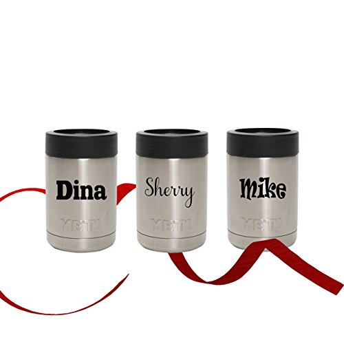 Custom Name Permanently Personalized with Laser Marking in Black on Authentic Can and Bottle Beverage Holder