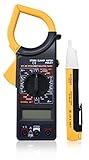 TechExpert Professional Digital Clamp Multimeter Plus Non-Contact Voltage Detector Pen|AC/DC Voltmeter, Resistance Meter, AC Current Measurement, Diode & Continuity Flow Tester|LCD 3½ Digit Display