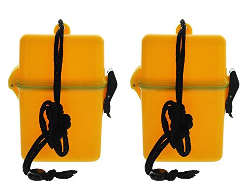 VAS WATERPROOF DUST RESISTANT SPORTS DRY BOX CASE | ID HOLDER | CREDIT CARDS | LANYARD | MONEY | BADGE | CRUISE | TRAVEL | BEACH | POOL | BOATING (YELLOW, TWO PACK)