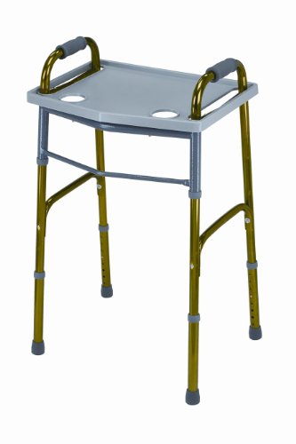 DMI Walker Tray With Cup Holders, Walker Tray For Folding Walkers, Mobility Accessory for Seniors, Tray Table for Standard Walkers, Multipurpose and Portable, Gray