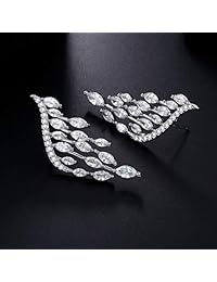 EADOLRAY - Pendientes de plata hipoalergénica con circonita cúbica para mujer, bronce chapado en platino