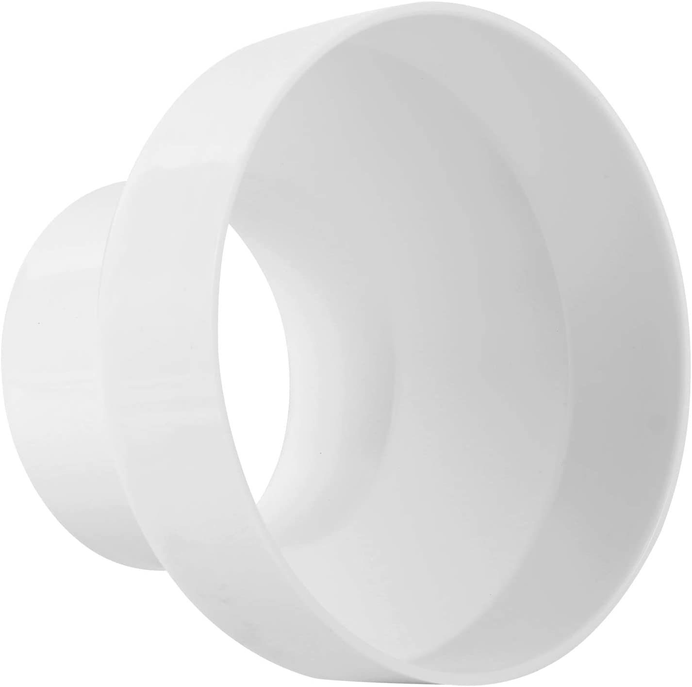EVERMARKET Duct Reducer 6 to 4 inch Duct Adapter HAVC Pipe Connector for Inline Ventilation System (150mm to 100mm), White