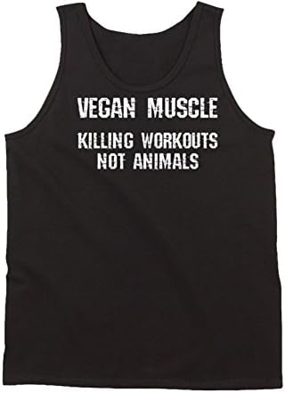 The Quotable Tees Vegan Muscle Killing Workouts Not Animals Vegetarian Gym Fitness Tank-top Tanktop XL Black