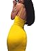 GOBLES Womens Sexy Spaghetti Strap Sleeveless Bodycon Midi Club Dress , Yellow ,Small