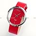 Dalas Red Leather Transparent Dial Fashion Lady Girl Wrist Quartz Watch Gift WAA026