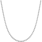 ARGENTO REALE 925 Sterling Silver 1.5MM-5MM Bead Ball Link Chain Necklace, Dog Tag Army Chain for Pendants, Pallini, Gift, Fine Jewelry, Solid Silver, 16-30 Inch (20.00, 3MM)
