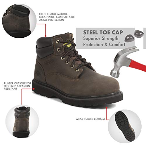 6â€ Steel Toe Work Boots - Timberland Style - Oil Slip Resistant Safety Shoes (9)