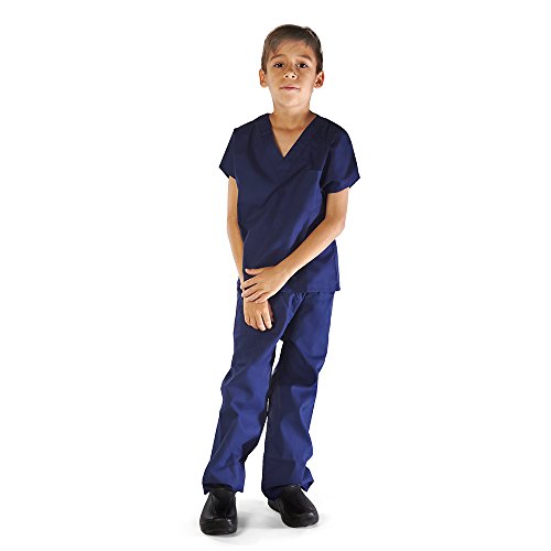 Super Soft Children Scrub Set Kids Doctor Dress up (7, True Navy Blue)