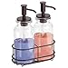 mDesign Double Liquid Hand Soap Glass Dispenser Pump Bottle Caddy for Kitchen Sink, Bathroom Vanity Countertops - Holds Castile Soap, Dish Soap, Hand Sanitizer, Essential Oils - Clear/Bronze