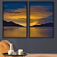 2 Piece Framed Canvas Wall Art Sunset Canvas Prints Home Artwork Decoration for Living Room,Bedroom - 16